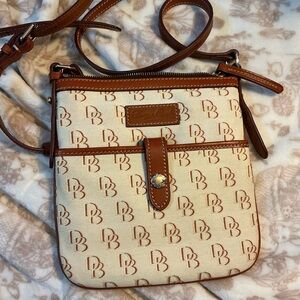 Dooney & Bourke Cream and Brown Monogram Crossbody Bag